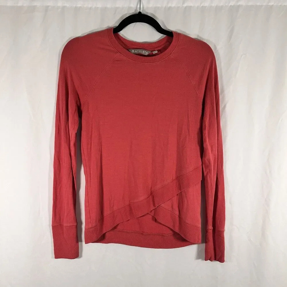 Athleta Sweater Womens XXS Pink Long Sleeve Crew Neck Pullover Lightweight
